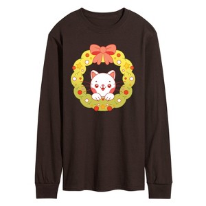 Men's - Instant Message - Chibi Cat Wreath Long Sleeve Graphic T-Shirt - 1 of 3