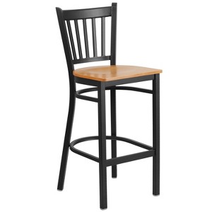 Flash Furniture Black Vertical Back Metal Restaurant Barstool - 1 of 4