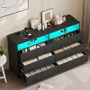 Dyonery Wide Chest of Drawers with Charging Station,6-Drawer Double Dresser with Power Outlet & LED Lights,White Organizer for Bedroom,Living Room - 2 of 4