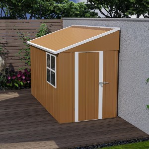KWPZQEB Outdoor Storage Shed, Heavy-Duty Metal Storage Shed with Window & Lockable Door, Utility and Tool Storage for Garden, Patio, Backyard - 1 of 4