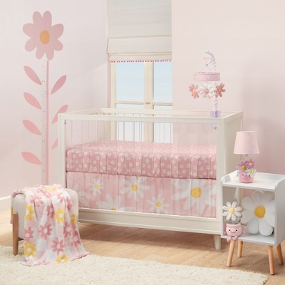 Image of Lambs & Ivy Daisy Dreams 3-Piece Crib Bedding Set - Pink, White, Modern, Garden