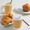 Juvale 100 Pack 8 oz Kraft Paper Insulated Disposable Coffee Cups with Lids and Stirring Straws for Hot Drinks, Beverages - 3 of 4