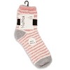 Memoi Women's 3 Pair Pack Fuzzy Stripe Cozy Crew Socks Powder Pink 9-11 - 3 of 4