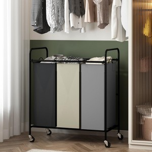 Rolling Laundry Sorter, Heavy Duty Laundry Hamper Cart with 3x40L Removable Bag - 1 of 4
