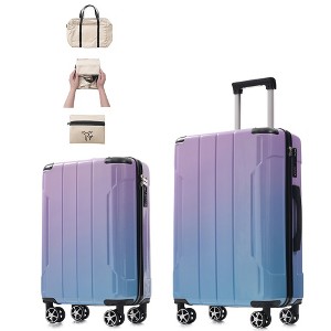 Whisen 3-Piece Luggage Sets, ABS Hardside Spinner Suitcases with TSA Lock and Spinner Wheels, Checked & Carry on Luggages - Lilac & Blue - 1 of 4