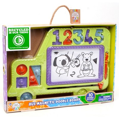 Roo Crew: Bus Magnetic Doodle Board, 10 Stamps, Shapes & Numbers, Kids Ages 3+