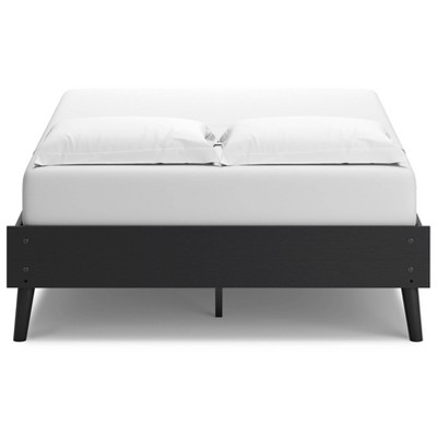 Charlang Black Wood Frame Full Platform Bed with Drawer