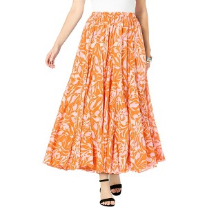Jessica London Women's Plus Size Flowing Crinkled Maxi Skirt - 1 of 4