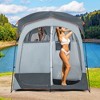 Costway 2 Room Shower Tent Oversize Privacy Shelter Portable Dressing Toilet Outdoor Gray/Blue/Brown - 2 of 4