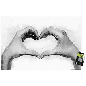 Trends International Reinders: Romantic Black & White - Love Sign Unframed Wall Poster Print Clear Push Pins Bundle 22.375" x 34" - 1 of 4