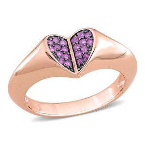 EVERLY JEWELRY | Rose Silver 1/5ct TGW Amethyst Heart Ring - 1 of 4