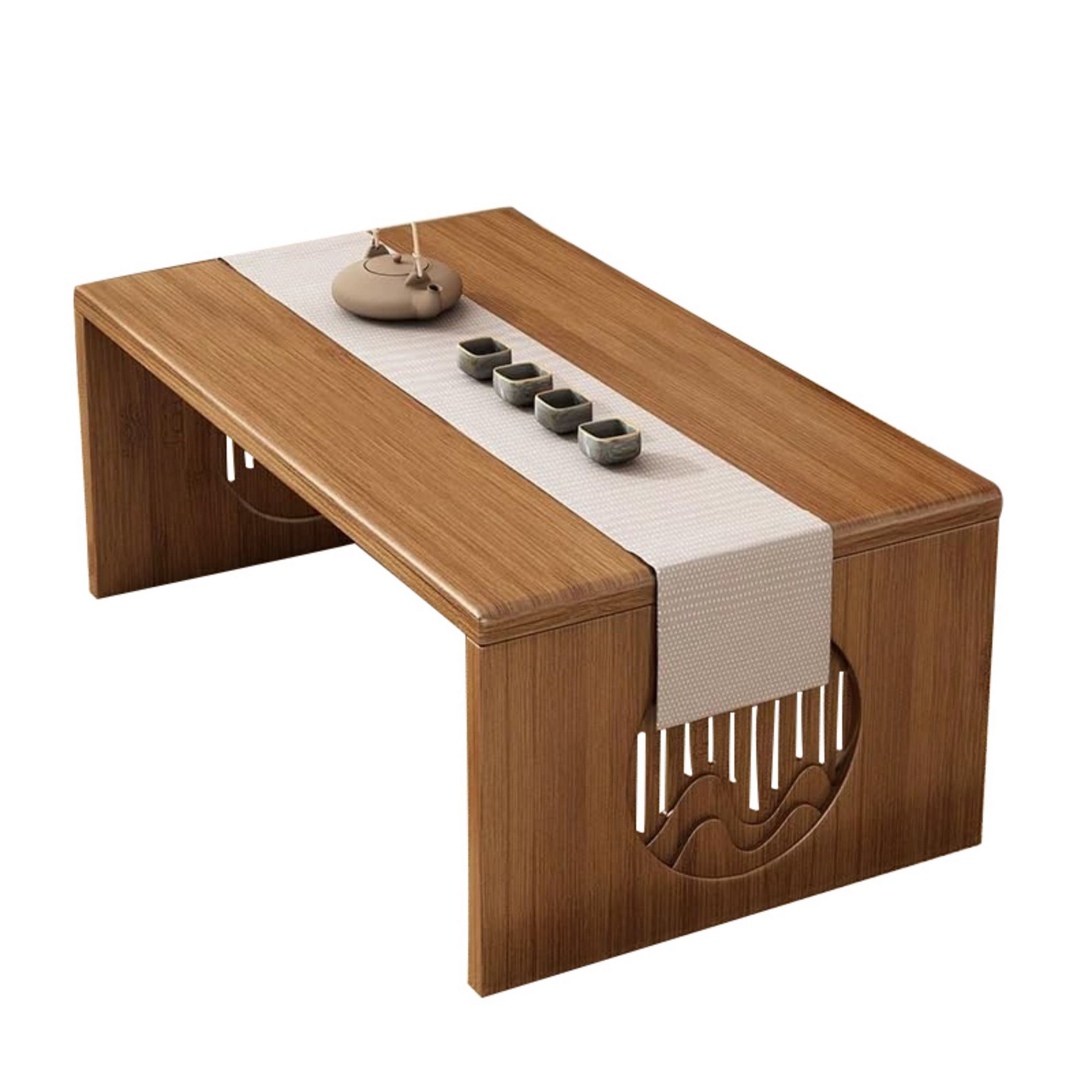 39.4''W x 11.8" D Rectangular Japanese Folding Coffee Table, No Assembly Required