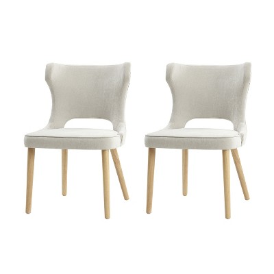 Leticia Mid-century Modern Wingback Dining Chair with Solid Wood Legs Set of 2|ARTFUL LIVING DESIGN