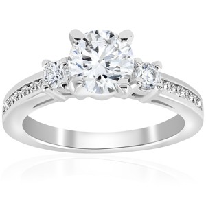 Pompeii3 1 ct Diamond Engagement Ring 3-Stone 14K White Gold - 1 of 4