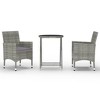 vidaXL 3 Piece Patio Bistro Set Poly Rattan and Tempered Glass Gray - 2 of 4