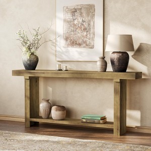 Tribesigns 70.9"Solid Wood Console Table, Farmhouse Entryway Accent Table for Living Room, Entrance, Hallway, Foyer, Dark Brown - 1 of 4