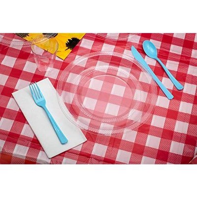 Red Gingham 40" x 100' Plastic Table Roll