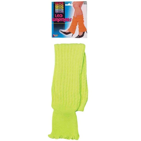 2 Pairs 80s Neon Knit Leg Warmers Knee High Socks, 2 Pieces