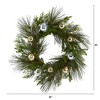 Nearly Natural 26-in Sparkling Pine Artificial Wreath with Decorative Ornaments - 2 of 3