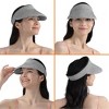 SUN CUBE Womens Straw Visor Hat, Wide Brim Straw Sun Hat Visor, Beach Cap Foldable Roll Up Travel Ponytail Golf Hat - 3 of 4