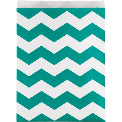  10ct Chevron Stripe Treat Bags Teal 