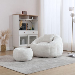 Kumasinova Giant Bean Bag Chair with Ottoman,Chenille Lounge Chair Indoor with Pillow,Bean Bag Chairs for Adults&Kids,Living Room Furniture - 1 of 4