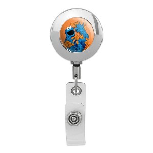Sesame Street Vintage Cookie Monster Metal Chrome Badge ID Card Holder Clip - 1 of 3