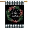 Warm Wishes Wreath Burlap Winter Christmas House Flag 40" x 28" Briarwood Lane - 2 of 4