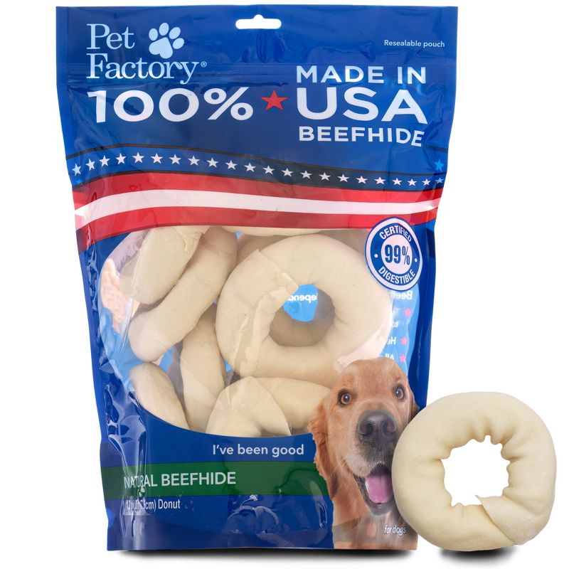 Pet Factory Made in USA Beefhide Donuts - 3", 12 Count, 1 of 7