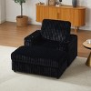 Corduroy Armchair with Storage Ottoman and Cup Holders, Wide Seat Lounge Chair with Footrest for Living Room-3irtyhousy - 2 of 4