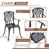 Outdoor Patio Furniture Sets Of 3, Cast Aluminum 2 Chairs And 1 Round Coffee Table With Umbrella Hole, Bistro Table Set - 4 of 4
