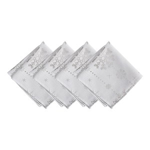 Foil Wonderland Snowflake Holiday Fabric Napkins, Set of 4 - Ivory - 17x17 - Elrene Home Fashions - 1 of 3