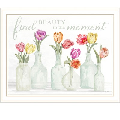 HomeRoots FIND BEAUTY IN THE MOMENT White Framed Print Wall Art
