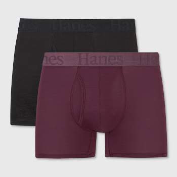 Hanes Originals Premium Men's SuperSoft Trunks 2pk - Purple/Black
