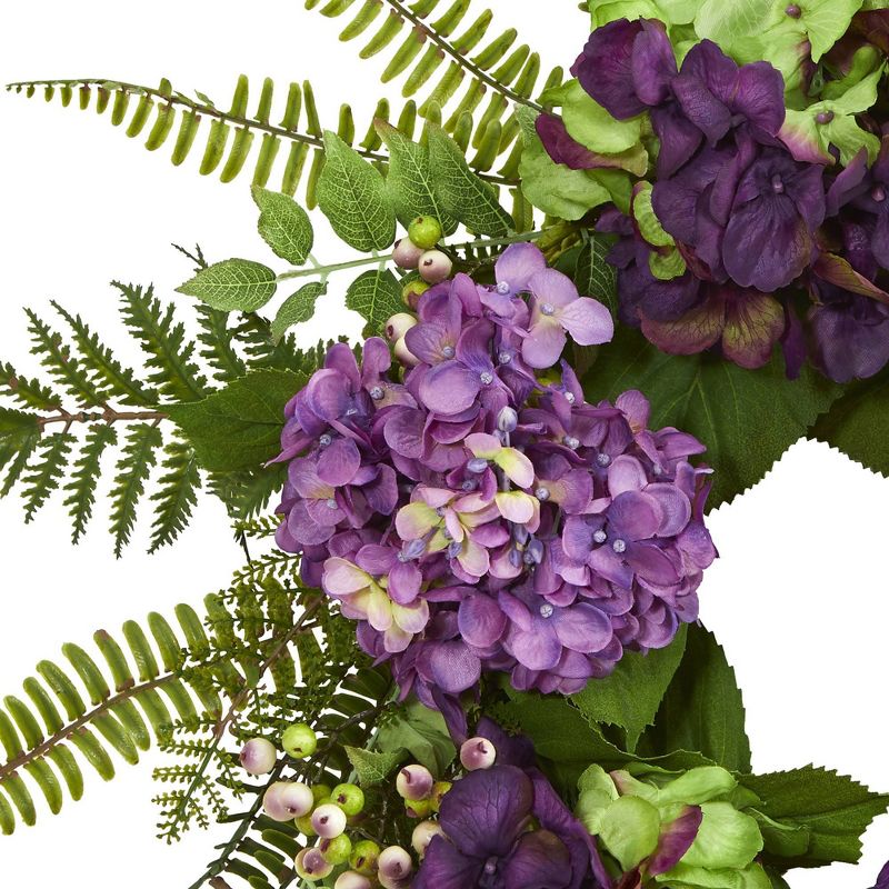 24&#34; Artificial Hydrangea &#38; Berry Wreath Purple - Nearly Natural, 3 of 5