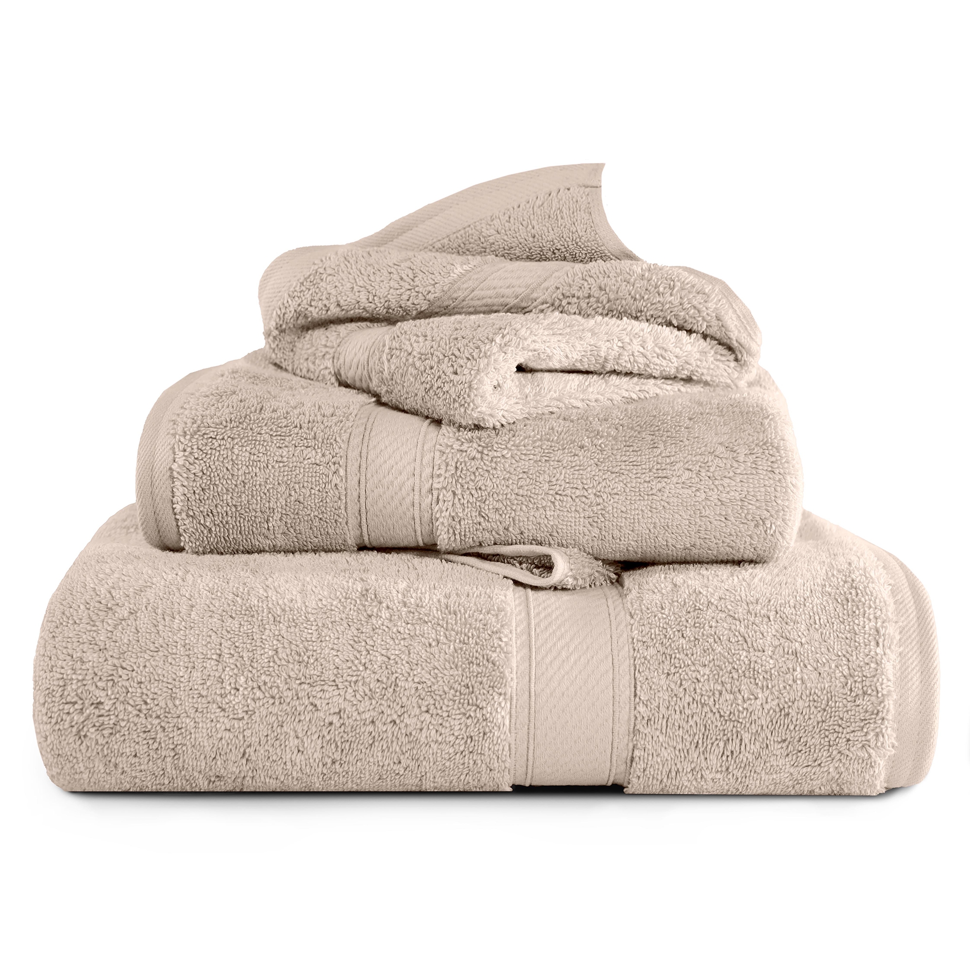 Target Luxury Egyptian Cotton Heavyweight Ultra-Plush 3 Piece Towel Set, Stone Color - Blue Nile Mills