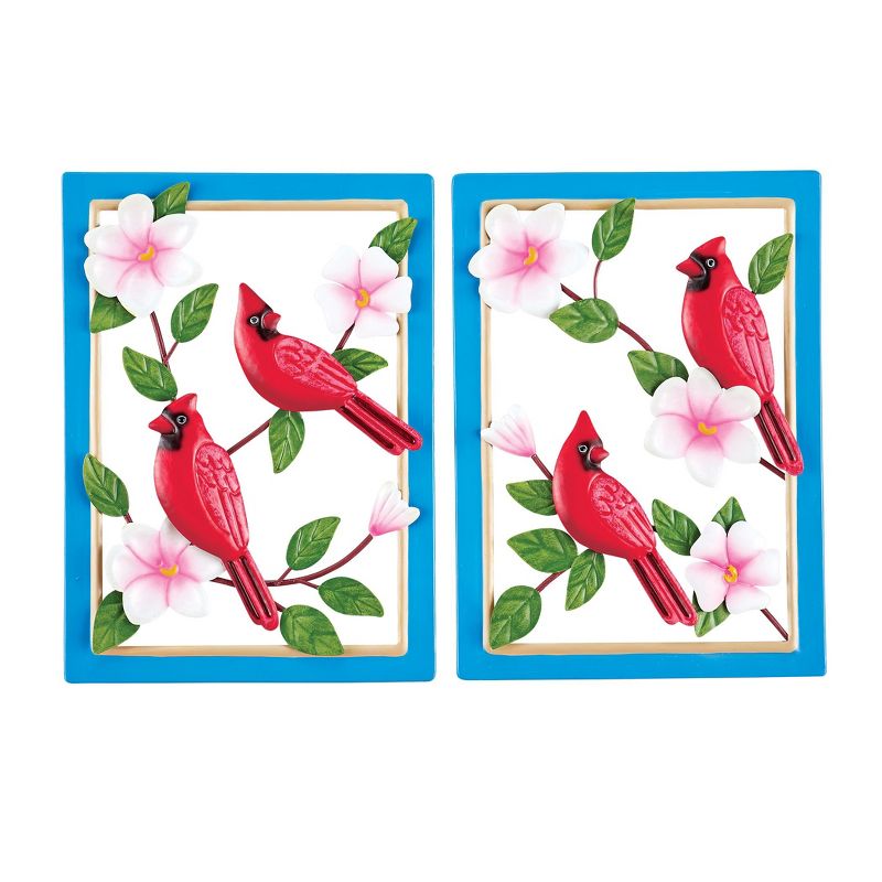 Collections Etc Hand-Painted Metal Cardinal Wall Art Decor - Set of 2 8.13" x 0.75" x 12.38", 1 of 3