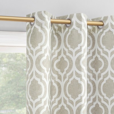 Taupe Trellis Print Blackout Grommet Curtain Panel, 40" x 84"