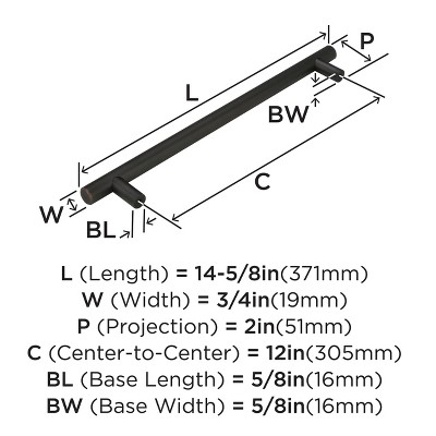 Oil Rubbed Bronze 14.63" Bar Pull with Mounting Hardware