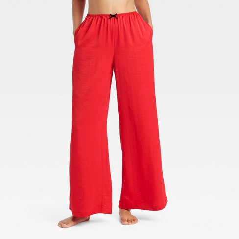 Women s Satin Pajama Pants Auden Red Xl Target