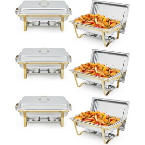 Chafing Dishes Set, 8QT Buffet Servers and Warmers Set with Lid, Rectangular Stainless Steel Food Warmer for Parties Buffet Catering - 1 of 4
