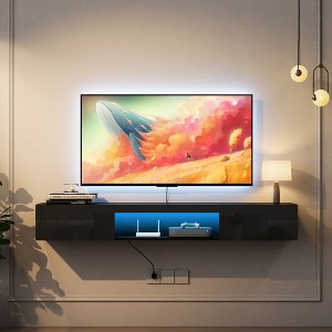 CAVINAS 63" Floating TV Stand with 16 Color LEDs Modern Entertainment Center Media Console - 1 of 4