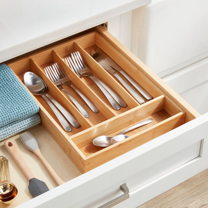 Bamboo 5 Compartment Flatware Drawer Organizer Brown - Brightroom&#8482;, 3 of 5