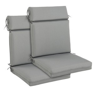 Aoodor 2Pcs Outdoor High Back Dining Chair Cushion Set, Fade and Water Resistant Polyester Fabric Cover with Ties and Zipper - 1 of 4