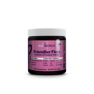 Sunbiotics Organic Friendlier Flora - Probiotic & Prebiotic Powder - Kids Berry - 1 of 4