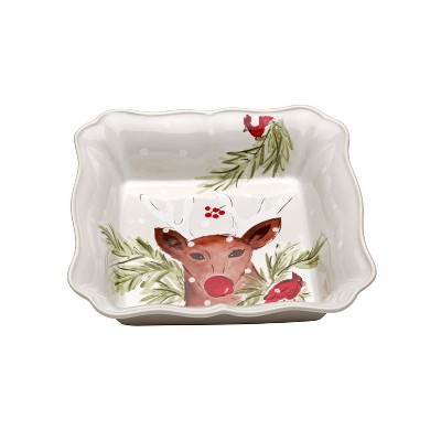 Casafina Deer Friends White Stoneware 10-Inch Square Baker