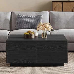33.25inSquare Coffee Table with 4 Drawers, Black - 1 of 1