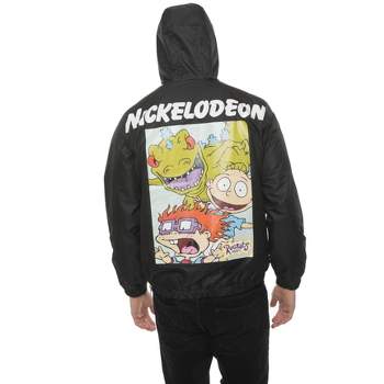 Members Only Nickelodeon Print Lightweight Windbreaker Jacket for Men with Hood & Half Zip