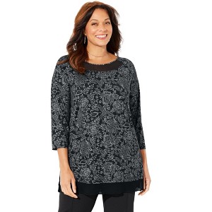 Catherines Women's Plus Size Stretch Tunic Duet - 1 of 4