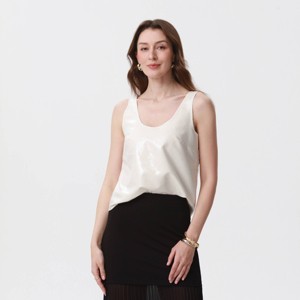 Women's Sequinned Tank Top - A New Day™ Cream - 1 of 3